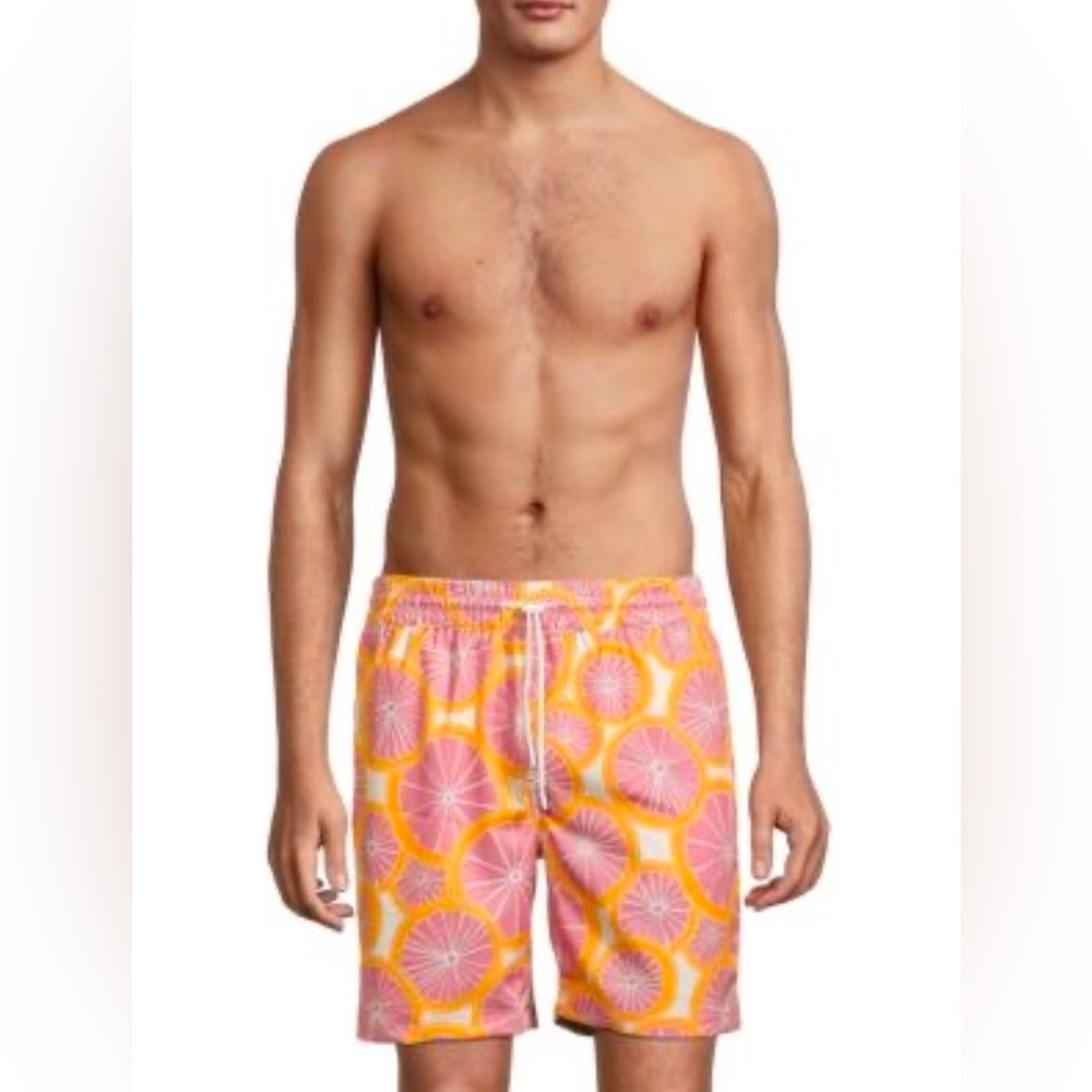Sovereign Code Banks Swim Trunks Mens Size Large Pink And Orange Grapefruit NWOT